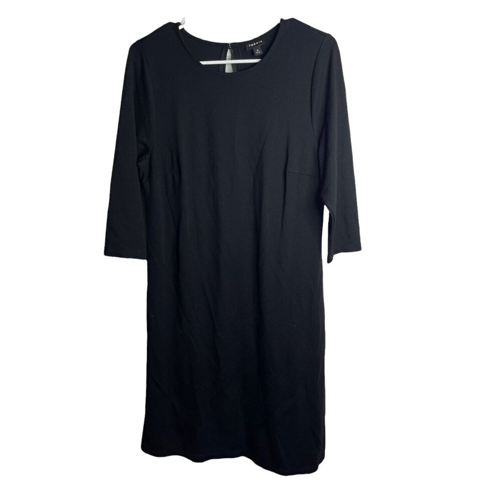 TORRID 0 Womens Shift Dress Black 3/4 Sleeve Knee Length US Size L 12